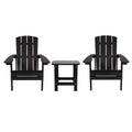 Flash Furniture 2 Pack Charlestown All-Weather Poly Resin Wood Adirondack Chairs with Side Table