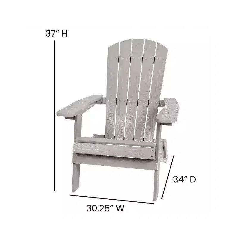 Flash Furniture Confezione da 2 sedie Adirondack pieghevoli in resina sintetica per tutte le stagioni Charlestown con tavolino laterale