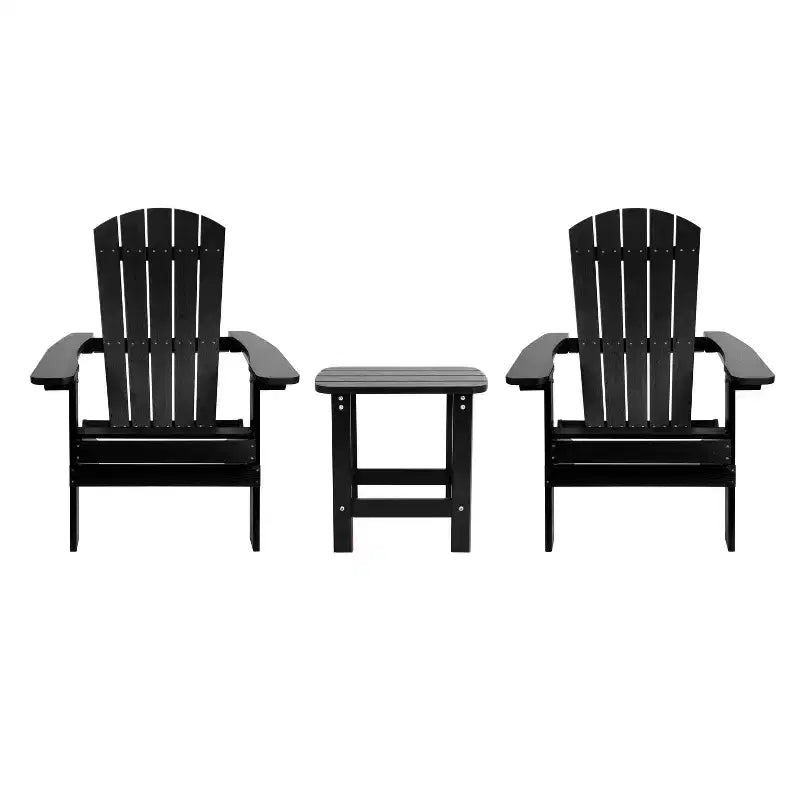 Flash Furniture Confezione da 2 sedie Adirondack pieghevoli in resina sintetica per tutte le stagioni Charlestown con tavolino laterale
