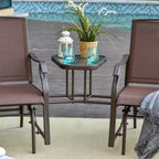 Outsunny Outdoor Glider Chairs with Coffee Table, Patio 2-Seat Rocking Chair Swing Loveseat with Breathable Sling for Backyard, Garden and Porch