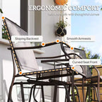 Outsunny Outdoor Glider Chairs with Coffee Table, Patio 2-Seat Rocking Chair Swing Loveseat with Breathable Sling for Backyard, Garden and Porch