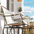 Outsunny Outdoor Glider Chairs with Coffee Table, Patio 2-Seat Rocking Chair Swing Loveseat with Breathable Sling for Backyard, Garden and Porch