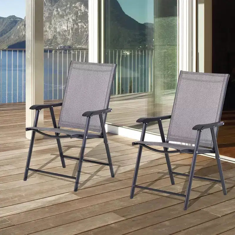 Outsunny Set di 2 Sedie Pieghevoli da Esterno, Impilabili e Portatili per Giardino, Campeggio e Viaggi