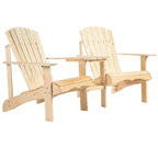 Outsunny Set of 3 Wooden Adirondack Chairs, Outdoor Double Seat with Center Table and Umbrella Hole for Patio, Backyard, Deck, Fire Pit