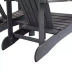 Outsunny Set of 3 Wooden Adirondack Chairs, Outdoor Double Seat with Center Table and Umbrella Hole for Patio, Backyard, Deck, Fire Pit