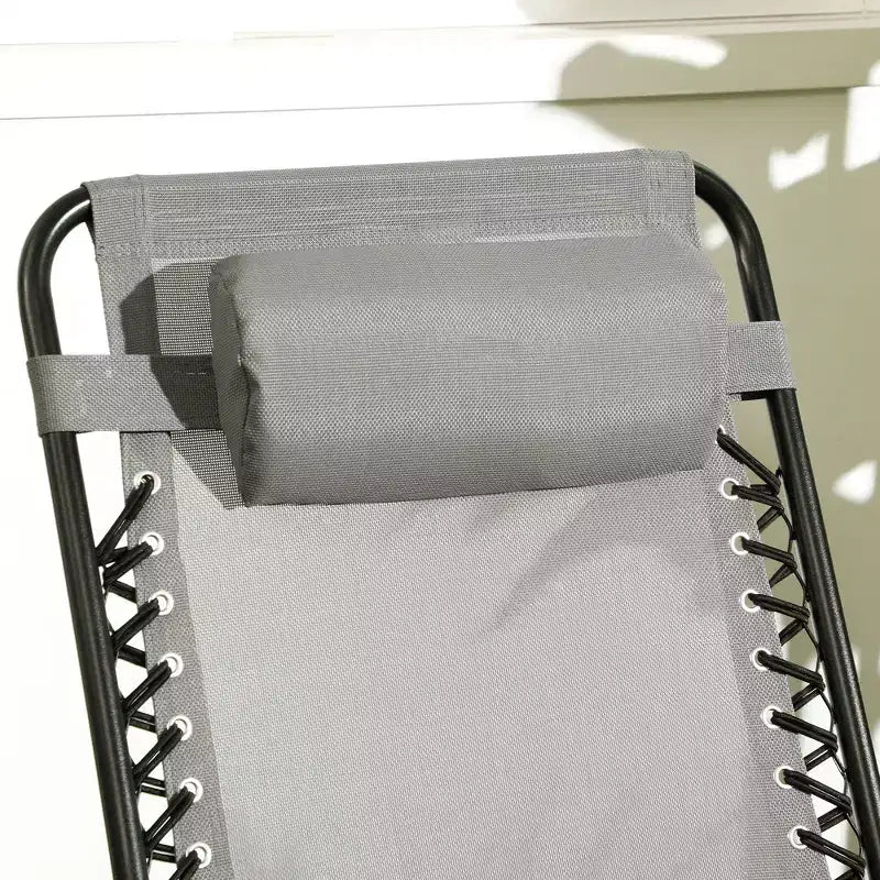 Outsunny Set of 2 Rocking Chairs Patio Lawn Chair Beach Reclining Folding Chairs with Pillow, Outdoor Portable Recliner for Camping Fishing Beach