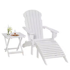 Outsunny 3-Piece Folding Adirondack Chair Set with Ottoman and Side Table, Outdoor Wooden Accent Furniture Fire Pit Lounge Chairs for Patio