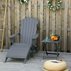 Outsunny 3-Piece Folding Adirondack Chair Set with Ottoman and Side Table, Outdoor Wooden Accent Furniture Fire Pit Lounge Chairs for Patio