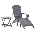 Outsunny 3-Piece Folding Adirondack Chair Set with Ottoman and Side Table, Outdoor Wooden Accent Furniture Fire Pit Lounge Chairs for Patio