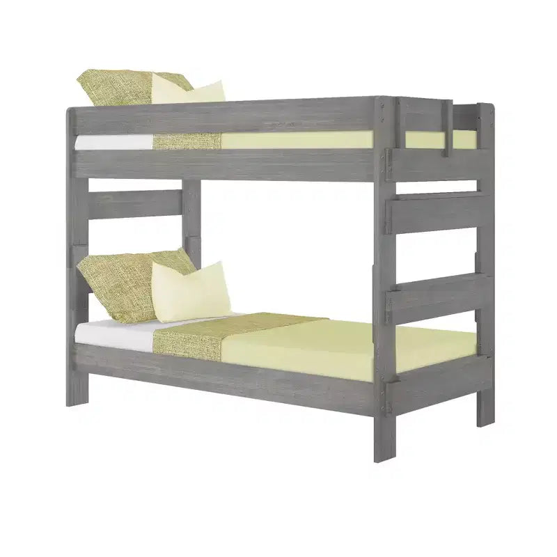 Letto a castello Max & Lily da una piazza e mezza, letti a castello in legno massello stile rustico per bambini