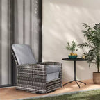 Poltrona reclinabile Outsunny Patio in rattan PE con girevole a 360°, cuscino morbido, sedia a sdraio per patio, giardino, cortile