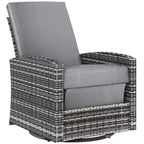 Poltrona reclinabile Outsunny Patio in rattan PE con girevole a 360°, cuscino morbido, sedia a sdraio per patio, giardino, cortile