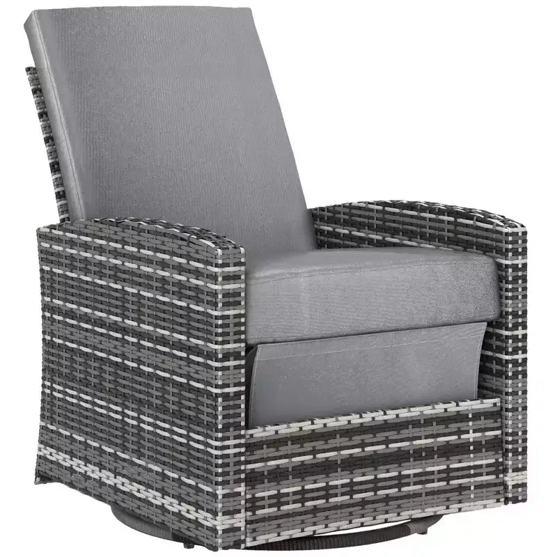 Poltrona reclinabile Outsunny Patio in rattan PE con girevole a 360°, cuscino morbido, sedia a sdraio per patio, giardino, cortile
