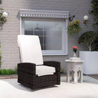 Poltrona reclinabile Outsunny Patio in rattan PE con girevole a 360°, cuscino morbido, sedia a sdraio per patio, giardino, cortile