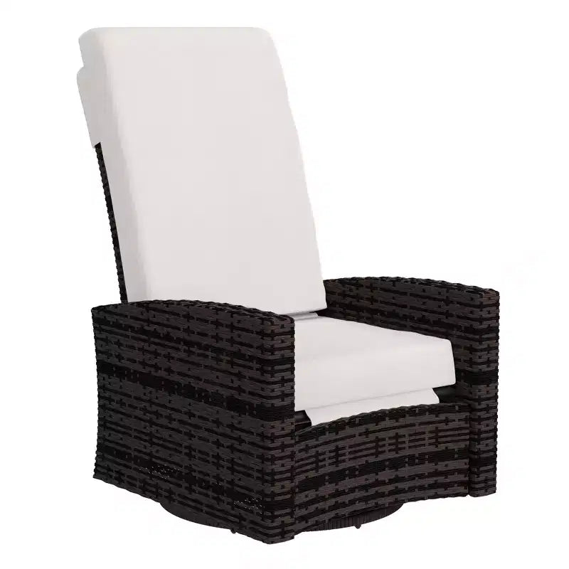 Poltrona reclinabile Outsunny Patio in rattan PE con girevole a 360°, cuscino morbido, sedia a sdraio per patio, giardino, cortile