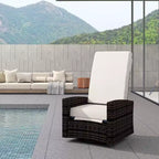 Poltrona reclinabile Outsunny Patio in rattan PE con girevole a 360°, cuscino morbido, sedia a sdraio per patio, giardino, cortile