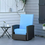 Poltrona reclinabile Outsunny Patio in rattan PE con girevole a 360°, cuscino morbido, sedia a sdraio per patio, giardino, cortile
