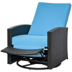 Poltrona reclinabile Outsunny Patio in rattan PE con girevole a 360°, cuscino morbido, sedia a sdraio per patio, giardino, cortile