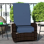 Poltrona reclinabile Outsunny Patio in rattan PE con girevole a 360°, cuscino morbido, sedia a sdraio per patio, giardino, cortile