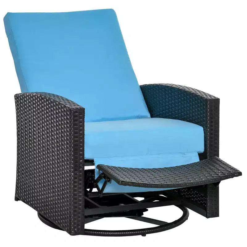 Poltrona reclinabile Outsunny Patio in rattan PE con girevole a 360°, cuscino morbido, sedia a sdraio per patio, giardino, cortile