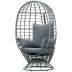Outsunny Poltrona a uovo da esterno in vimini con cuscino, Poltrona a dondolo girevole a 360 gradi in rattan per giardino, prato, salotto interno
