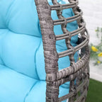 Outsunny Patio Wicker Lounge Chair with Soft Cushion, Outdoor/Indoor PE Rattan Egg Teardrop Cuddle Chair with Height Adjustable Knob for Garden