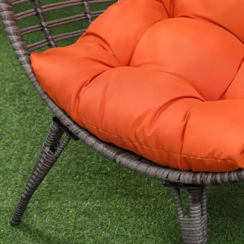 Outsunny Patio Wicker Lounge Chair with Soft Cushion, Outdoor/Indoor PE Rattan Egg Teardrop Cuddle Chair with Height Adjustable Knob for Garden