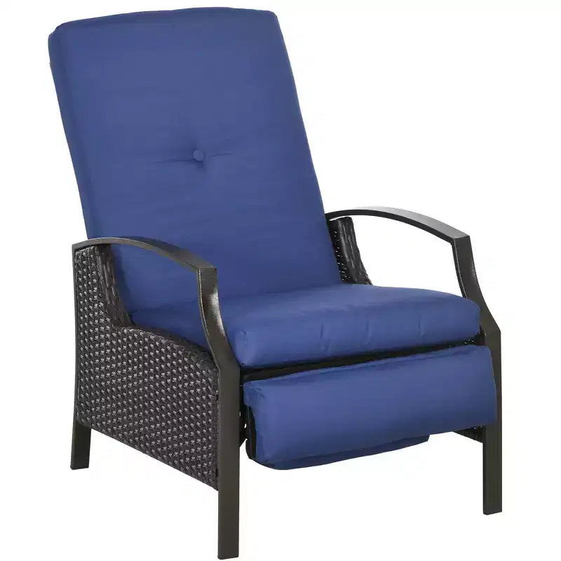 Outsunny Sdraio Reclinabile Regolabile in Rattan con Vimini Intrecciato a Mano Resistente alle Intemperie per Patio, Esterni, Giardino, Piscina