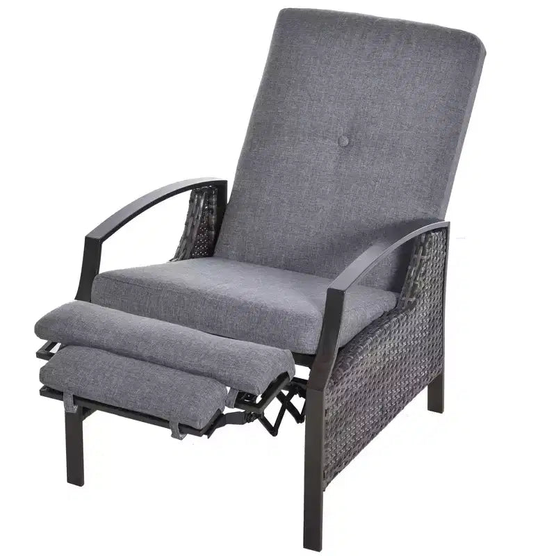 Outsunny Sdraio Reclinabile Regolabile in Rattan con Vimini Intrecciato a Mano Resistente alle Intemperie per Patio, Esterni, Giardino, Piscina