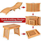 Costway Acacia Wood Rocking Chair Patio Garden Lawn W/ Cushion