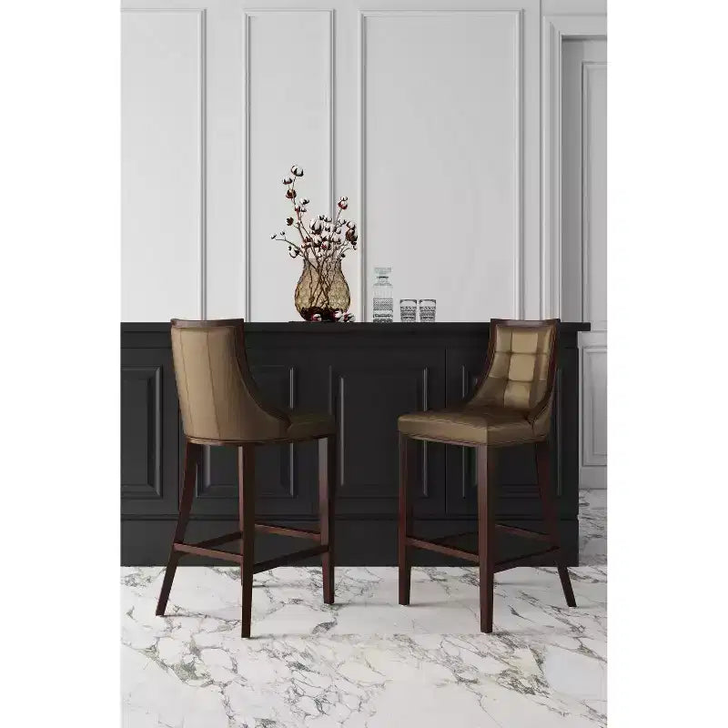 Sgabello da bar Fifth Avenue in faggio imbottito con similpelle - Manhattan Comfort