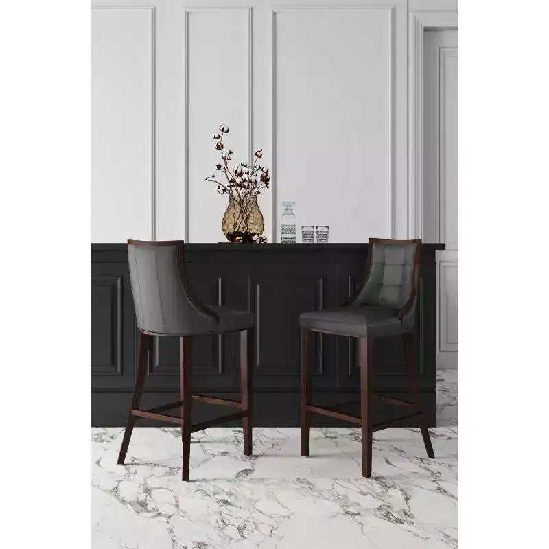 Sgabello da bar Fifth Avenue in faggio imbottito con similpelle - Manhattan Comfort