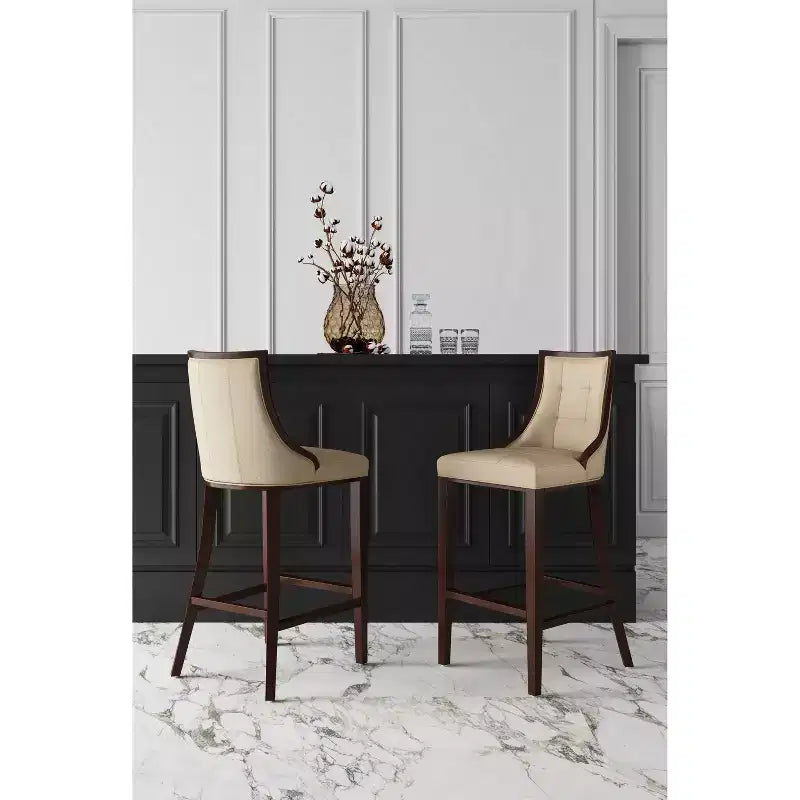 Sgabello da bar Fifth Avenue in faggio imbottito con similpelle - Manhattan Comfort