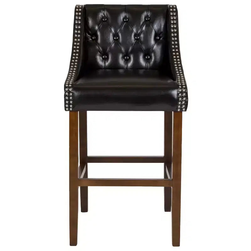 Sgabello da bar imbottito Merrick Lane, alto 76 cm, stile transizionale trapuntato con borchie decorative