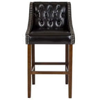 Sgabello da bar imbottito Merrick Lane, alto 76 cm, stile transizionale trapuntato con borchie decorative