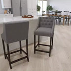Sgabello da bar imbottito Merrick Lane, alto 76 cm, stile transizionale trapuntato con borchie decorative