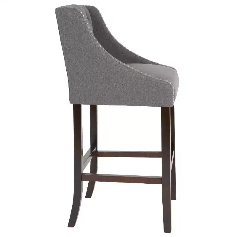 Sgabello da bar imbottito Merrick Lane, alto 76 cm, stile transizionale trapuntato con borchie decorative