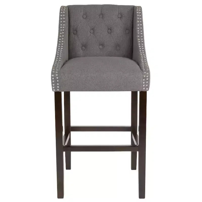 Sgabello da bar imbottito Merrick Lane, alto 76 cm, stile transizionale trapuntato con borchie decorative