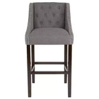 Sgabello da bar imbottito Merrick Lane, alto 76 cm, stile transizionale trapuntato con borchie decorative