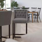 Sgabello da bar imbottito Merrick Lane, alto 76 cm, stile transizionale trapuntato con borchie decorative