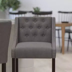 Sgabello da bar imbottito Merrick Lane, alto 76 cm, stile transizionale trapuntato con borchie decorative