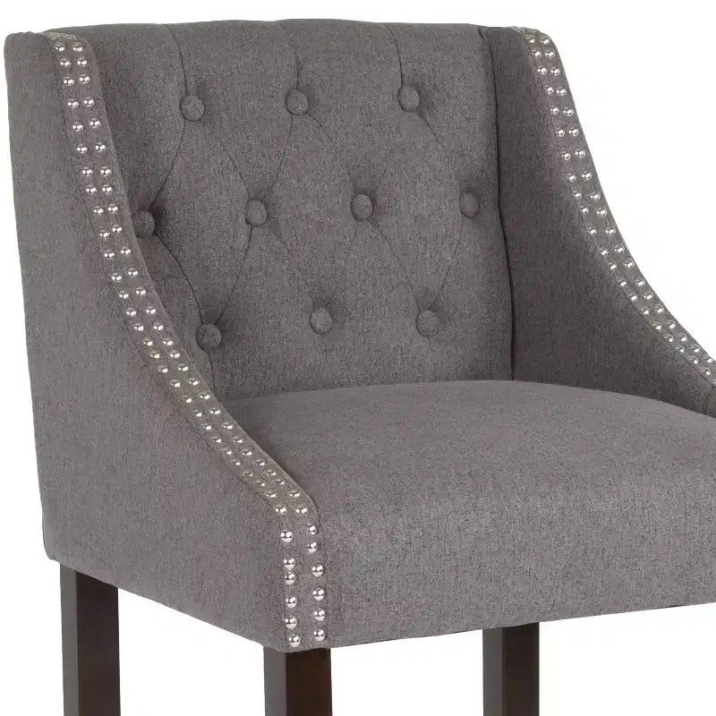 Sgabello da bar imbottito Merrick Lane, alto 76 cm, stile transizionale trapuntato con borchie decorative