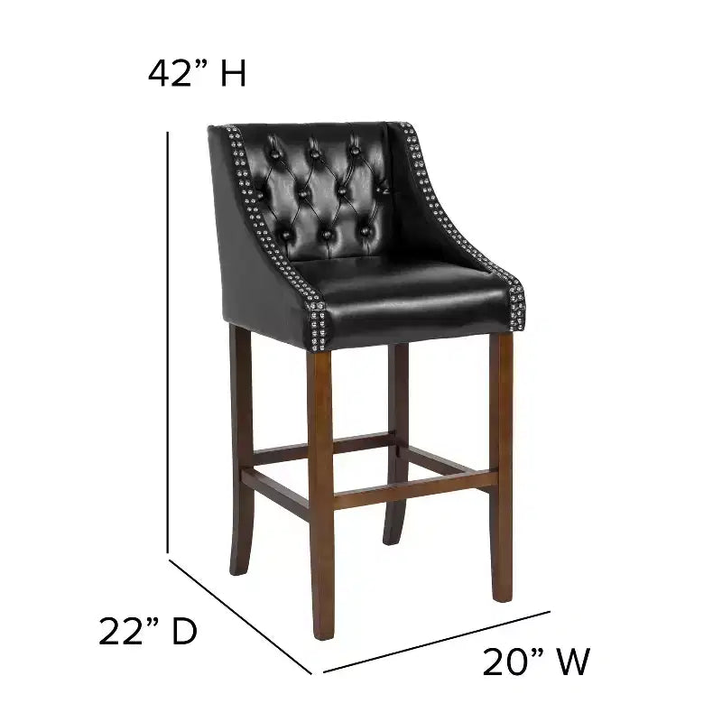Sgabello da bar imbottito Merrick Lane, alto 76 cm, stile transizionale trapuntato con borchie decorative