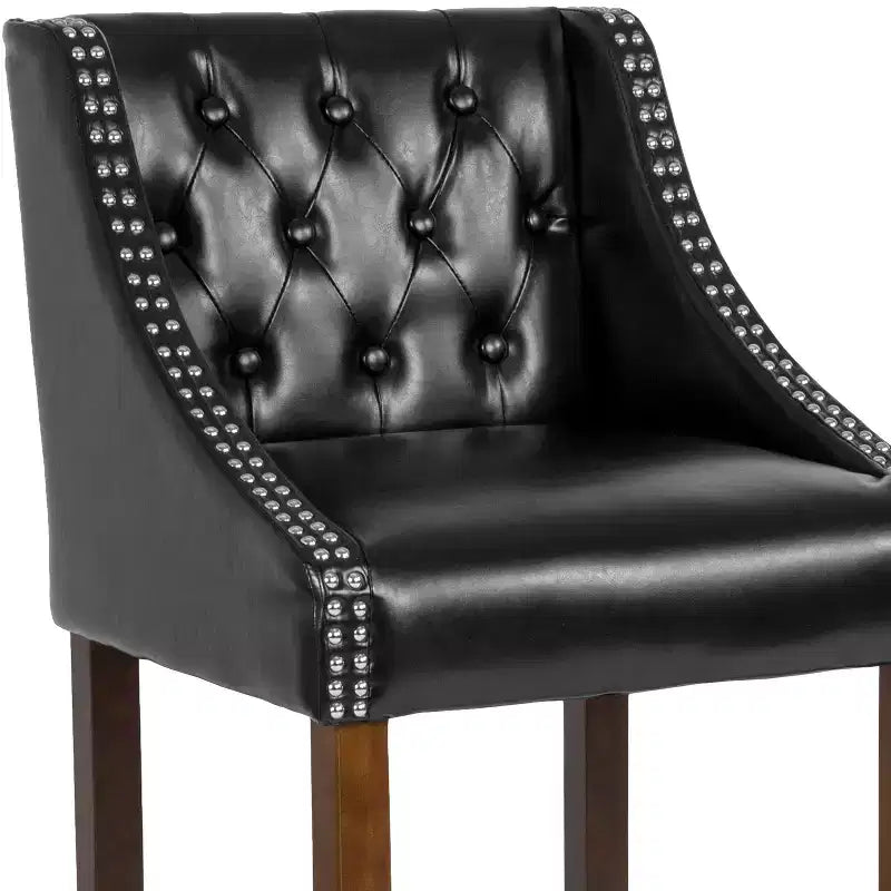Sgabello da bar imbottito Merrick Lane, alto 76 cm, stile transizionale trapuntato con borchie decorative