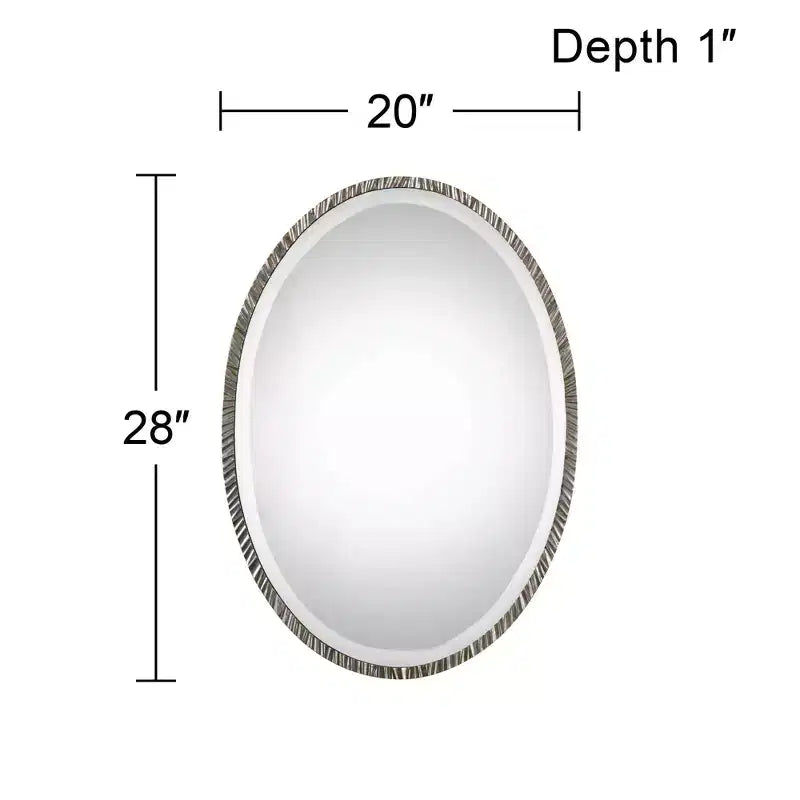 Specchio ovale da parete Uttermost Moderno in nichel lucido, cornice in metallo, 50,8 cm di larghezza, per bagno, camera da letto, soggiorno, ufficio