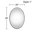 Specchio ovale da parete Uttermost Moderno in nichel lucido, cornice in metallo, 50,8 cm di larghezza, per bagno, camera da letto, soggiorno, ufficio