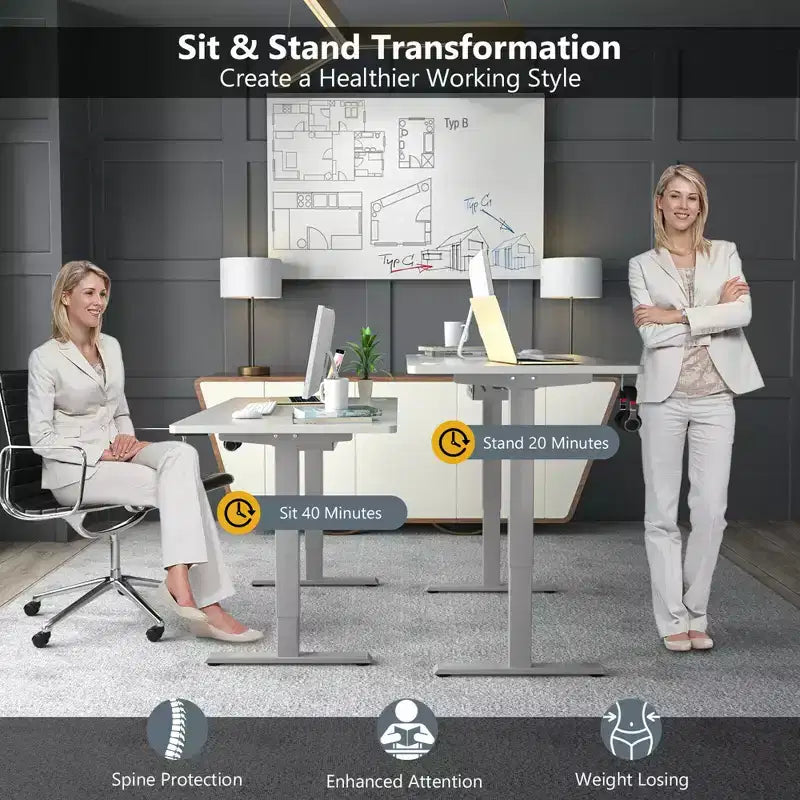 Costway Electric Standing Desk Sit to Stand Height Adjustable Dual Motor