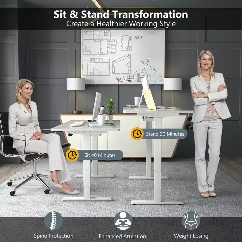 Costway Electric Standing Desk Sit to Stand Height Adjustable Dual Motor