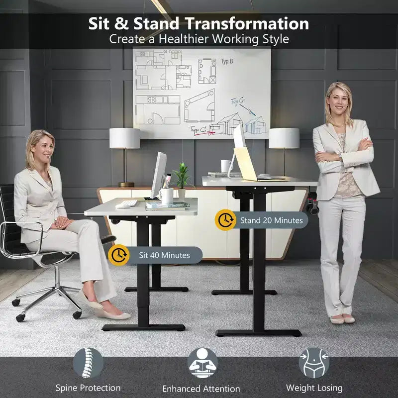 Costway Electric Standing Desk Sit to Stand Height Adjustable Dual Motor