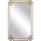 Uttermost Rectangular Vanity Accent Wall Mirror Industrial Plated Gold Metal Open Frame 23 Wide for Bathroom Bedroom Living Room